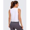 imageCRZ YOGA Pima Cotton High Neck Cropped Tank Tops for Women Soft Crop Workout Athletic Yoga Basic Sleeveless ShirtsWhite
