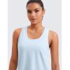 imageCRZ YOGA Pima Cotton Scoop Neck Tank Racerback Workout Tops for Women Soft Casual Basic Sleeveless ShirtsBlue Linen