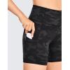 imageCRZ YOGA Womens Naked Feeling Light Running Shorts 6 Inches  High Waisted Gym Biker Compression Shorts with PocketsDark Grey Camouflage