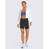 imageCRZ YOGA Womens Naked Feeling Light Running Shorts 6 Inches  High Waisted Gym Biker Compression Shorts with PocketsGrey Olive