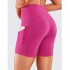 imageCRZ YOGA Womens Naked Feeling Light Running Shorts 6 Inches  High Waisted Gym Biker Compression Shorts with PocketsHibiscus Purple