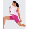 imageCRZ YOGA Womens Naked Feeling Light Running Shorts 6 Inches  High Waisted Gym Biker Compression Shorts with PocketsHibiscus Purple