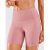 imageCRZ YOGA Womens Naked Feeling Light Running Shorts 6 Inches  High Waisted Gym Biker Compression Shorts with PocketsPink Puff