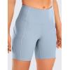 imageCRZ YOGA Womens Naked Feeling Light Running Shorts 6 Inches  High Waisted Gym Biker Compression Shorts with PocketsThe Breeze Blue