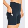 imageCRZ YOGA Womens Naked Feeling Light Running Shorts 6 Inches  High Waisted Gym Biker Compression Shorts with PocketsTrue Navy