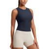 imageCRZ YOGA Cloudweight Womens Ruched Tank High Neck Workout Fitted Tops Basic Yoga Athletic Sleeveless ShirtsTrue Navy