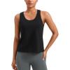 imageCRZ YOGA Pima Cotton Scoop Neck Tank Racerback Workout Tops for Women Soft Casual Basic Sleeveless ShirtsBlack