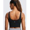 imageCRZ YOGA Butterluxe Womens V Neck Longline Sports Bra  U Back Padded Crop Workout Tank Tops with Built in PadsBlack