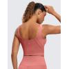 imageCRZ YOGA Butterluxe Womens V Neck Longline Sports Bra  U Back Padded Crop Workout Tank Tops with Built in PadsBriar Rose