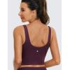imageCRZ YOGA Butterluxe Womens V Neck Longline Sports Bra  U Back Padded Crop Workout Tank Tops with Built in PadsDeep Purple