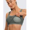 imageCRZ YOGA Butterluxe Womens V Neck Longline Sports Bra  U Back Padded Crop Workout Tank Tops with Built in PadsGrey Sage