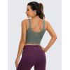 imageCRZ YOGA Butterluxe Womens V Neck Longline Sports Bra  U Back Padded Crop Workout Tank Tops with Built in PadsGrey Sage