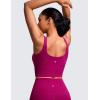 imageCRZ YOGA Butterluxe Womens V Neck Longline Sports Bra  U Back Padded Crop Workout Tank Tops with Built in PadsMagenta Purple