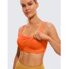 imageCRZ YOGA Butterluxe Womens V Neck Longline Sports Bra  U Back Padded Crop Workout Tank Tops with Built in PadsNeon Orange