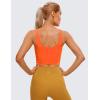 imageCRZ YOGA Butterluxe Womens V Neck Longline Sports Bra  U Back Padded Crop Workout Tank Tops with Built in PadsNeon Orange