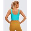 imageCRZ YOGA Butterluxe Womens V Neck Longline Sports Bra  U Back Padded Crop Workout Tank Tops with Built in PadsNeonspectral Blue