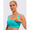 imageCRZ YOGA Butterluxe Womens V Neck Longline Sports Bra  U Back Padded Crop Workout Tank Tops with Built in PadsNeonspectral Blue