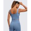 imageCRZ YOGA Butterluxe Womens V Neck Longline Sports Bra  U Back Padded Crop Workout Tank Tops with Built in PadsOasis Blue