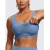 imageCRZ YOGA Butterluxe Womens V Neck Longline Sports Bra  U Back Padded Crop Workout Tank Tops with Built in PadsOasis Blue