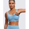 imageCRZ YOGA Butterluxe Womens V Neck Longline Sports Bra  U Back Padded Crop Workout Tank Tops with Built in PadsPure Blue