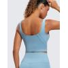 imageCRZ YOGA Butterluxe Womens V Neck Longline Sports Bra  U Back Padded Crop Workout Tank Tops with Built in PadsPure Blue
