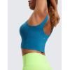 imageCRZ YOGA Butterluxe Womens V Neck Longline Sports Bra  U Back Padded Crop Workout Tank Tops with Built in PadsSupersonic Blue