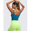 imageCRZ YOGA Butterluxe Womens V Neck Longline Sports Bra  U Back Padded Crop Workout Tank Tops with Built in PadsSupersonic Blue