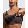 imageCRZ YOGA Butterluxe Womens V Neck Longline Sports Bra  U Back Padded Crop Workout Tank Tops with Built in PadsTaupe Tie Dye Flowers