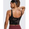 imageCRZ YOGA Butterluxe Womens V Neck Longline Sports Bra  U Back Padded Crop Workout Tank Tops with Built in PadsTaupe Tie Dye Flowers