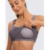 imageCRZ YOGA Butterluxe Womens V Neck Longline Sports Bra  U Back Padded Crop Workout Tank Tops with Built in PadsTornado Grey