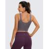 imageCRZ YOGA Butterluxe Womens V Neck Longline Sports Bra  U Back Padded Crop Workout Tank Tops with Built in PadsTornado Grey