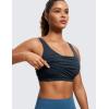 imageCRZ YOGA Butterluxe Womens V Neck Longline Sports Bra  U Back Padded Crop Workout Tank Tops with Built in PadsTrue Navy