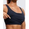 imageCRZ YOGA Butterluxe Womens V Neck Longline Sports Bra  U Back Padded Crop Workout Tank Tops with Built in PadsTwilight Blue