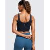 imageCRZ YOGA Butterluxe Womens V Neck Longline Sports Bra  U Back Padded Crop Workout Tank Tops with Built in PadsTwilight Blue