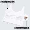 imageCRZ YOGA Butterluxe Womens V Neck Longline Sports Bra  U Back Padded Crop Workout Tank Tops with Built in PadsWhite