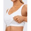 imageCRZ YOGA Butterluxe Womens V Neck Longline Sports Bra  U Back Padded Crop Workout Tank Tops with Built in PadsWhite
