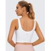 imageCRZ YOGA Butterluxe Womens V Neck Longline Sports Bra  U Back Padded Crop Workout Tank Tops with Built in PadsWhite