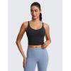 imageCRZ YOGA ButterluxeLight Womens V Neck Longline Sports Bra  Spaghetti Straps Workout Crop Top Padded Yoga CamiBlack