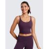 imageCRZ YOGA ButterluxeLight Womens V Neck Longline Sports Bra  Spaghetti Straps Workout Crop Top Padded Yoga CamiDeep Purple