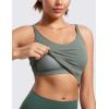 imageCRZ YOGA ButterluxeLight Womens V Neck Longline Sports Bra  Spaghetti Straps Workout Crop Top Padded Yoga CamiGrey Sage