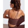 imageCRZ YOGA ButterluxeLight Womens V Neck Longline Sports Bra  Spaghetti Straps Workout Crop Top Padded Yoga CamiTaupe