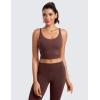 imageCRZ YOGA ButterluxeLight Womens V Neck Longline Sports Bra  Spaghetti Straps Workout Crop Top Padded Yoga CamiTaupe