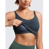 imageCRZ YOGA ButterluxeLight Womens V Neck Longline Sports Bra  Spaghetti Straps Workout Crop Top Padded Yoga CamiTrue Navy