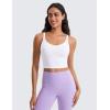 imageCRZ YOGA ButterluxeLight Womens V Neck Longline Sports Bra  Spaghetti Straps Workout Crop Top Padded Yoga CamiWhite