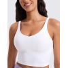imageCRZ YOGA ButterluxeLight Womens V Neck Longline Sports Bra  Spaghetti Straps Workout Crop Top Padded Yoga CamiWhite