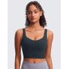 imageCRZ YOGA Softness Mold Butterluxe Longline Sports Bras for Women  Molded Cup V Neck Yoga Clothes Workout Crop Tank TopTrue Navy