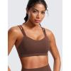 imageCRZ YOGA Softness Mold Butterluxe V Neck Sports Bras for Women  Workout Top Double Spaghetti Straps Wireless Yoga ClothesCoffee Brown