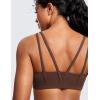 imageCRZ YOGA Softness Mold Butterluxe V Neck Sports Bras for Women  Workout Top Double Spaghetti Straps Wireless Yoga ClothesCoffee Brown