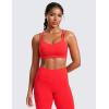imageCRZ YOGA Softness Mold Butterluxe V Neck Sports Bras for Women  Workout Top Double Spaghetti Straps Wireless Yoga ClothesDeep Red