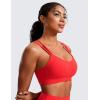 imageCRZ YOGA Softness Mold Butterluxe V Neck Sports Bras for Women  Workout Top Double Spaghetti Straps Wireless Yoga ClothesDeep Red